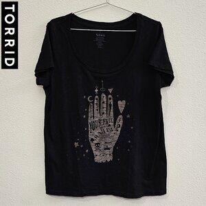 TORRID 1 Black Graphic Your Fate Is In Your Hands Tee Tshirt Plus Size 14/16 1X